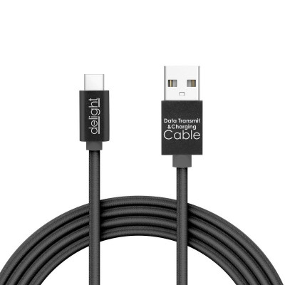 Cablu de date Delight, 1 A, USB Type-C, 1 m, LED rosu, Negru foto
