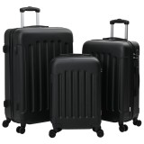 Set 3 Valize Trolere vidaXL Carcasa Rigida ABS Negru, 20&quot;, 24&quot;, 28&quot;, Roti 360&deg;