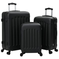 vidaXL Set de valize 3 piese cu carcasă tare, negru, 20&#039;&#039;, 24&#039;&#039;, 28&#039;&#039;, ABS.