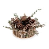 Suport lumanare Craciun Decorer, din Lemn si Sticla, Dimensiuni 18.5x17.5x8.5 cm
