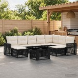 Cumpara ieftin Set de canapele pentru gradina 10 buc. Negru si Alb crem