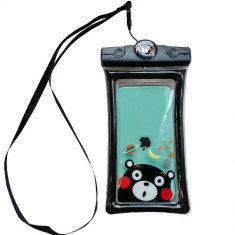 Husa subacvatica Mascot Waterproof Flippy, Snowproof, Universala, cu Snur, pentru telefon sau documente, Bear, Negru