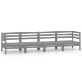 Set mobilier de gradina, 4 piese, gri, lemn masiv de pin