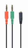 CABLU audio GEMBIRD Splitter stereo (2 x 3.5 mm jack T la 1 x 3.5 mm jack M), 20cm, negru &quot;CCA-418&quot; (timbru verde 0.08 lei)