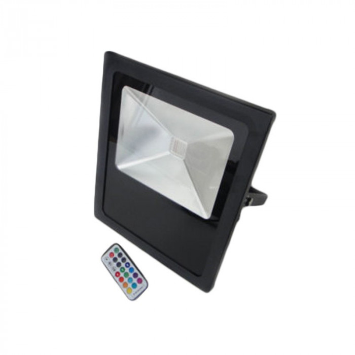 50W Proiector LED lumina multicolora RGB &ndash; IP65 cu telecomanda