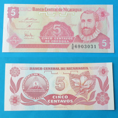 Bancnota veche - Nicaragua 5 Centavos - in stare foarte buna