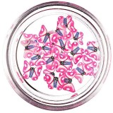 Fimo Nail Art - fluturași tăiați de culoare roz-alb, INGINAILS