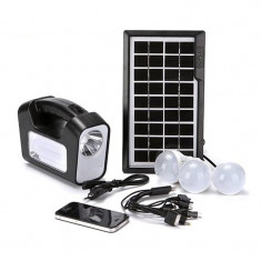 Kit solar pentru camping, pescuit Gdlite 3, 4000 mAh, 3 becuri, panou solar