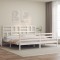 Gossi cadru pat cu tablie 200x200 cm, alb, lemn masiv