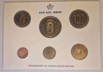 Set Monede Monetarie Danemarca, 1985, 6 monede foto