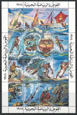 Libia 1984 Mi 1253/68 bloc MNH - Sporturi nautice foto