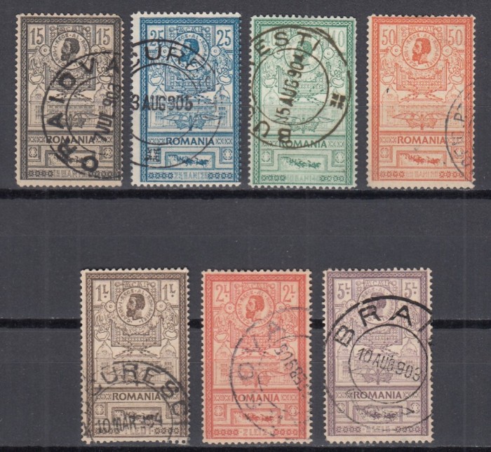 ROMANIA 1903 LP 56 REGELE CAROL I EFIGII SERIE STAMPILATA