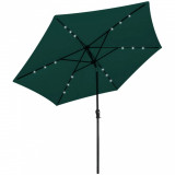 Umbrelă de exterior cu LED-uri 3 m, Verde, vidaXL