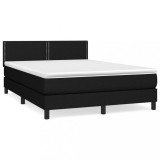 Cumpara ieftin Pat box spring cu saltea, negru, 140x200 cm, textil