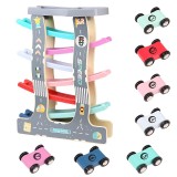 Cumpara ieftin Circuit din lemn cu 7 piste si masinute, multicolor, N28-1
