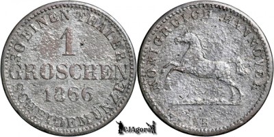 1866 B, 1 Groschen - George al V-lea - Regatul Hanovra foto