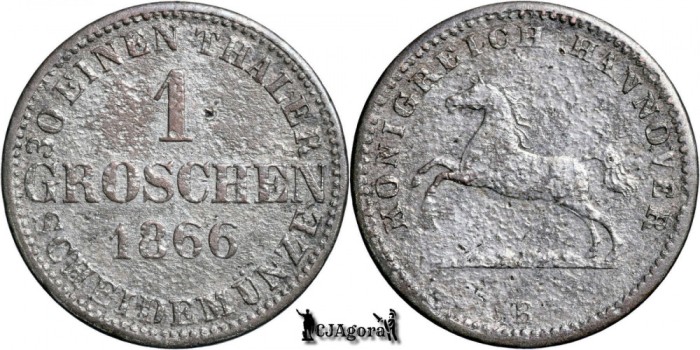 1866 B, 1 Groschen - George al V-lea - Regatul Hanovra
