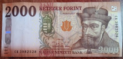 M1 - Bancnota foarte veche - Ungaria - 2 000 forint - 2020 foto