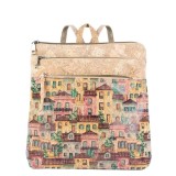 Rucsac din pluta naturala cu imprimeu Houses