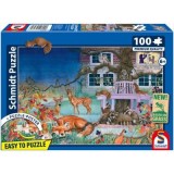 Puzzle 100 piese, Vizita animalelor noaptea, Schimdt