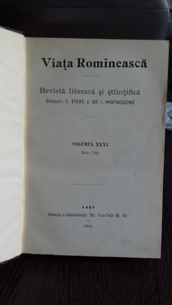 VIATA ROMANEASCA - REVISTA LITERARA SI STIINTIFICA. ANUL VIII, 1913