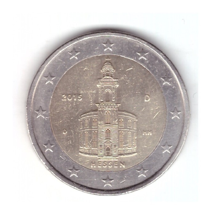 Moneda 2 euro Germania 2015 D Hessen, stare buna, curata