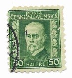 Cehoslovacia - Presedintele Masaryk - Valori cu cifre albe, 1926-1927 - 50 H, obliterat