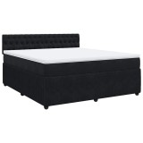 Cumpara ieftin Pat box spring cu saltea, negru, 180x200 cm, catifea