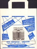 PG24 Pungă din h&acirc;rtie cu reclamă la restaurantul Ambasador, Complexul turistic Snagov, Hotel restaurant Ambasador, Restaurant Aeroport Băneasa ...