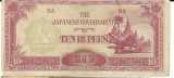 Bancnota 10 rupees 1942 - Burma, sub guvern japonez