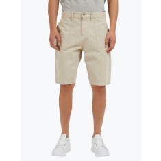Pantaloni scurti barbati de blugi din bumbac cu talie medie si croiala Regular fit crem