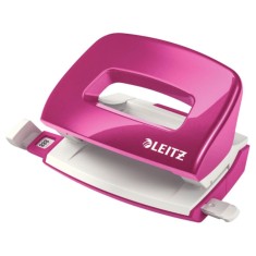 Perforator Leitz 5060, 10 Coli, Roz Metalizat, din Metal si Plastic, Mini Perforator Leitz, Perforator Mic Leitz, Perforator Compact Leitz, Perforator foto