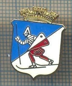 Y 483 INSIGNA -UN CAVALER MEDIEVAL PE SCHIURI -EMBLEMA -PENTRU COLECTIONARI foto
