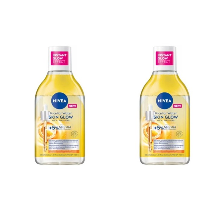 Set 2 x Apa Micelara Nivea Skin Glow, Infuzata cu Serum cu Efect de Iluminare, 400 ml