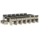 Set mobilier de gradina cu perne 17 piese gri deschis poliratan