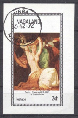 Nagaland 1972 Paintings, Nudes, mini imperf.sheet, used T.051 foto