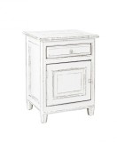 Cumpara ieftin Noptiera 1 sertar 1 usa lemn alb antichizat Colette 50x40x65h