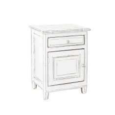 Noptiera 1 sertar 1 usa lemn alb antichizat Colette 50x40x65h