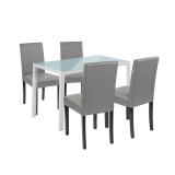 Cumpara ieftin Set de masă Mira 4+1 alb-gri