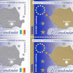 ROMANIA 2005 LP 1682 SEMNAREA TRATATULUI ADERARE A ROMANIEI LA U.E. PERECHE MNH