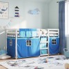 VidaXL Pat supraetajat cu perdele, albastru, 90x190 cm, lemn masiv pin 3283941