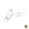Incarcator Retea Cu Cablu Lightning XO Design CE12 20W 3A 1 x USB-A - 1 x USB-C Alb