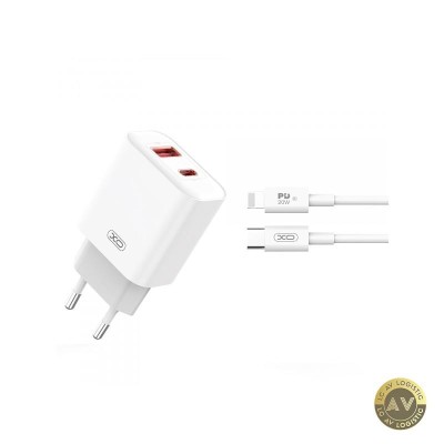 Incarcator Retea Cu Cablu Lightning XO Design CE12 20W 3A 1 x USB-A - 1 x USB-C Alb foto