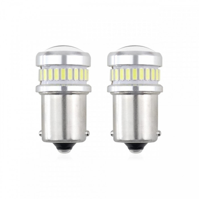 Set becuri auto cu LED CANBUS compatibil P21 R5W/R10W 30 SMD Alb 12V/24V,