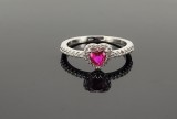 Cumpara ieftin Inel Argint 925 Ruby Heart Halo , Simbolul Iubirii Pasionale