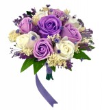 Buchet mic personalizabil cu trandafiri si floarea miresei (Lila, Crem), Eventissimi&reg;