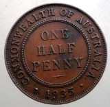 B.404 AUSTRALIA GEORGE V 1/2 HALF PENNY 1935