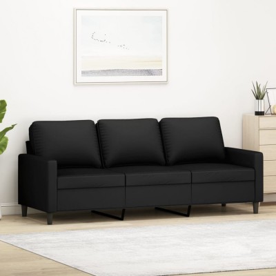 vidaXL Canapea cu 3 locuri, Negru, 180 cm, catifea 359214 foto