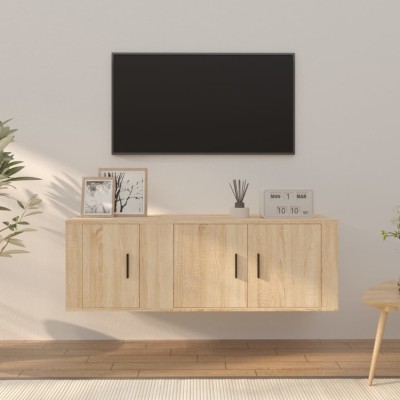 vidaXL Set dulap TV, 2 piese, stejar sonoma, lemn prelucrat foto