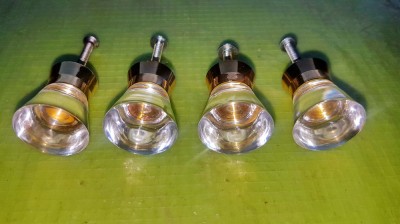 F934-Set 4 manere pt. mobilier moderne metal aurit cu sticla plastefiata. foto